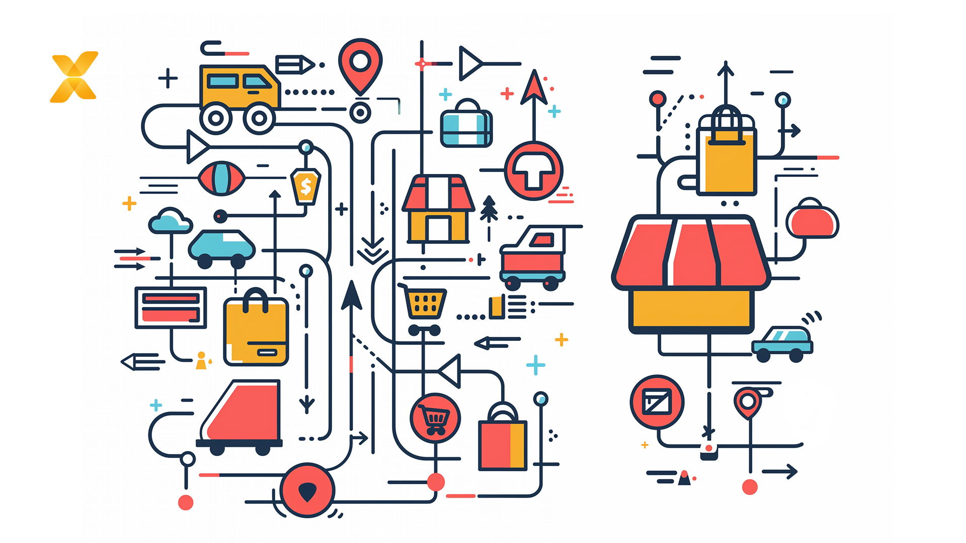 visual depiction of omnichannel retail including digital and physical shops