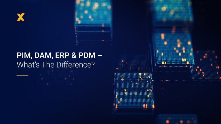 PIM, DAM, ERP & PDM - What's the Difference? (title with abstract blue background)