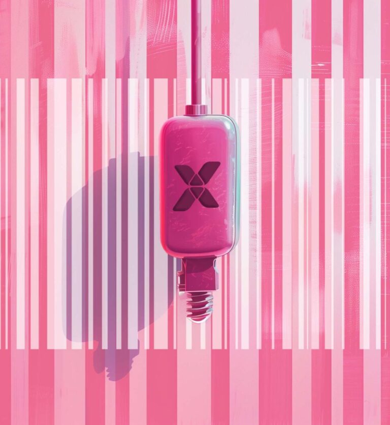 image of pink stripes with cable with the Vaimo logo