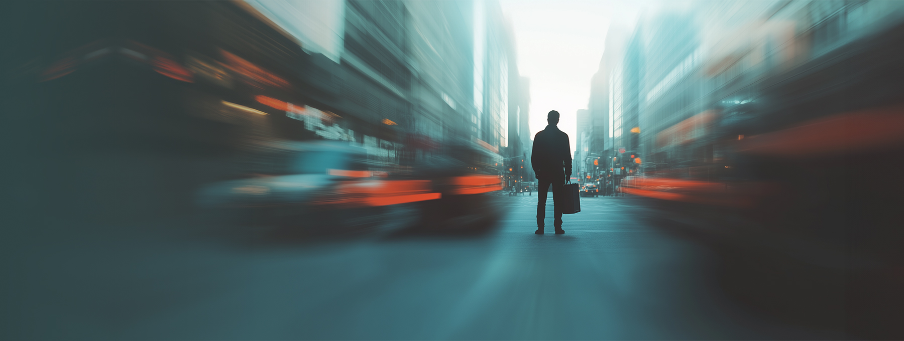 Abstract image of man in a city street