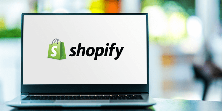 Shopify logo on laptop